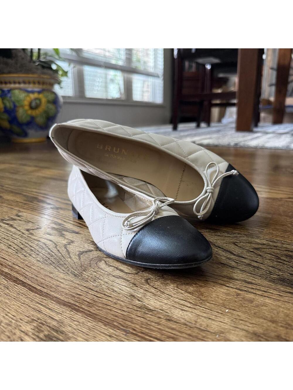🩰 Brunate Quilted Leather Cap Toe Ballet Flats Size 37.5